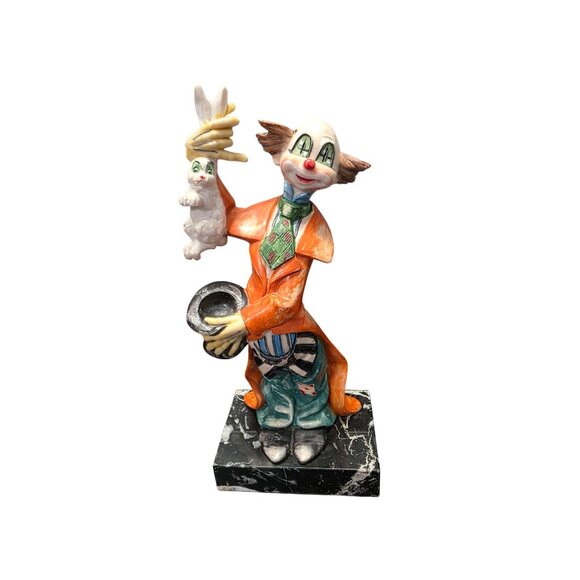 Vintage Fontanini Clown /Easter Rabbit Depose 942 Carrara Marble Italy - Picture 1 of 10